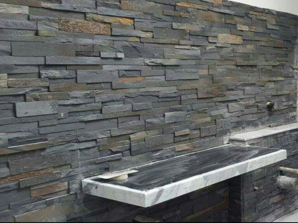 Rustic Black Slate Stone Wall Panel and Cladding Tiles